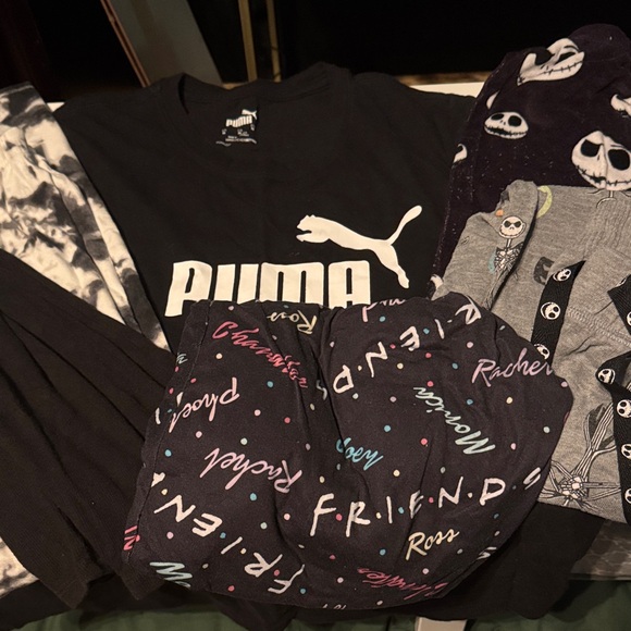 Women’s Size Small lot of Clothes Puma Black Tee NBC PJs Tank top Leggings House - Picture 1 of 6